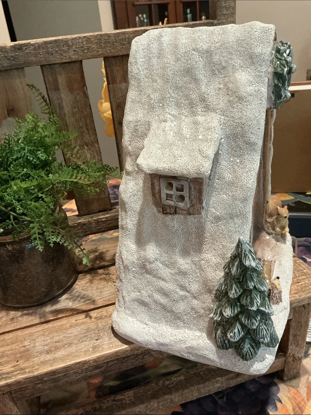 Light Up Snowy Glitter House/Lodge Tabletop Decor